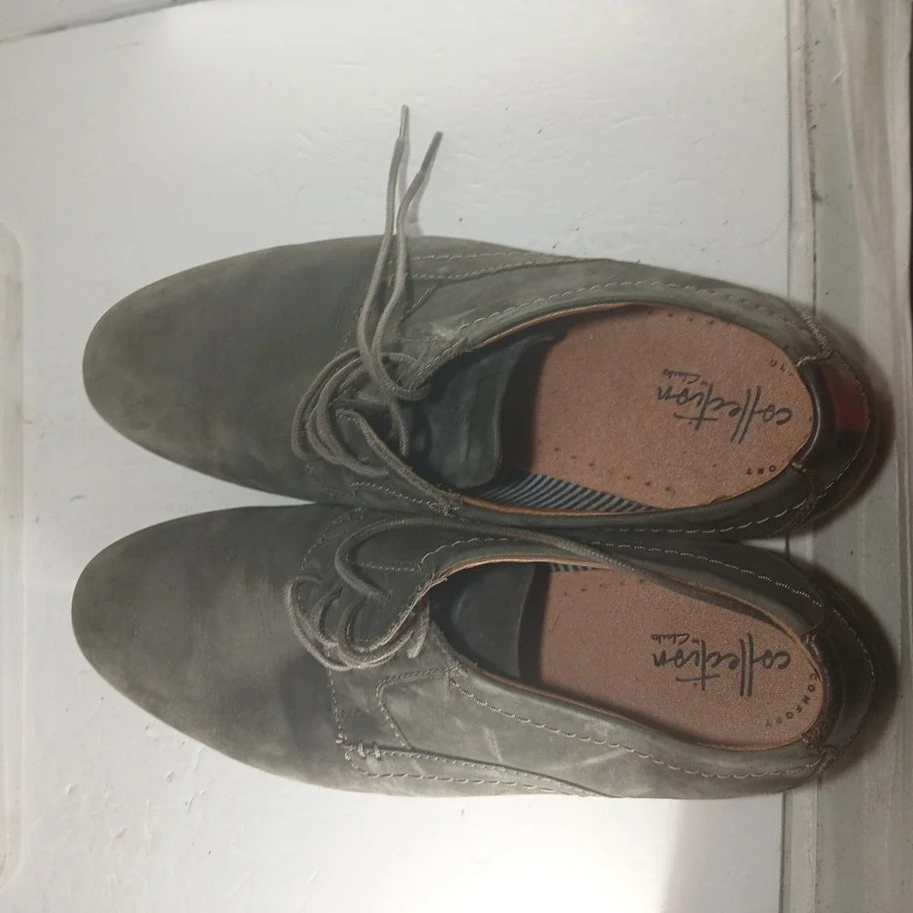 Clarks Collection Mens Oxford Shoes Size 9.5 Grey Leather Ultimate Comfort Dress